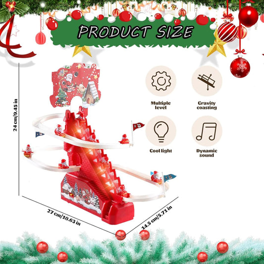 Santa Claus climbing stairs & Doll