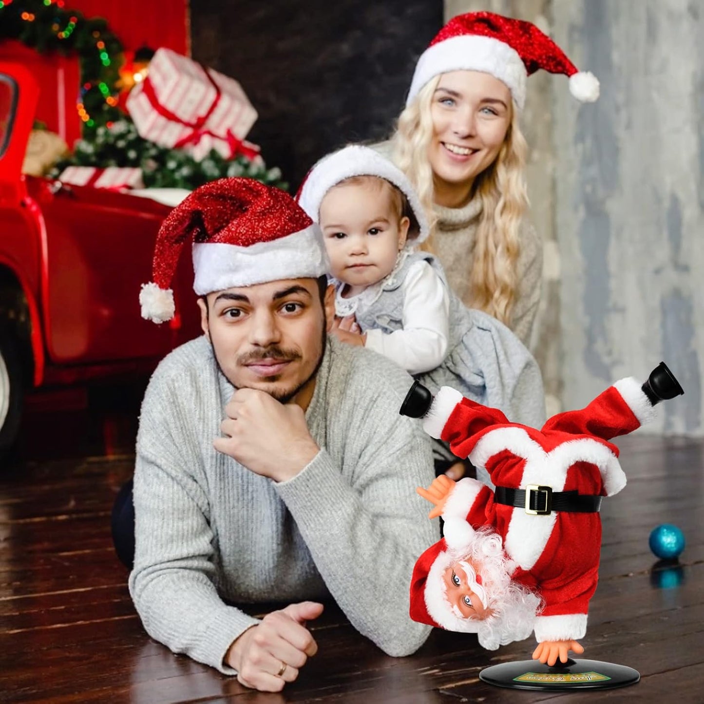 Inverted Rotating Dancing and Singing Santa Claus Plush Toy