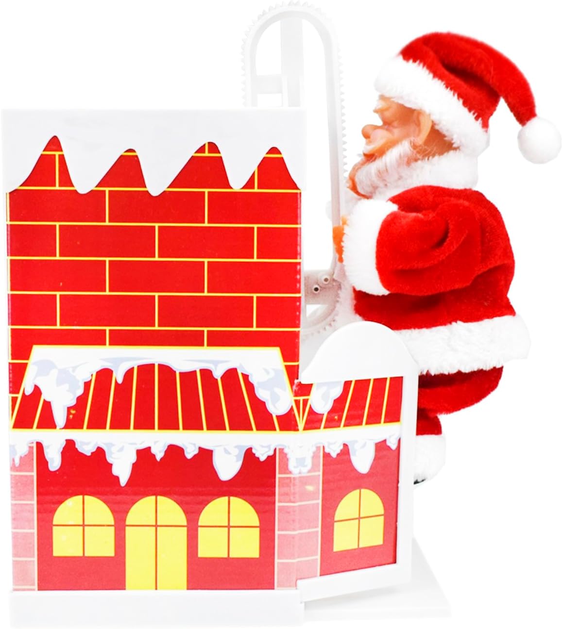Red Santa Climbing Chimney