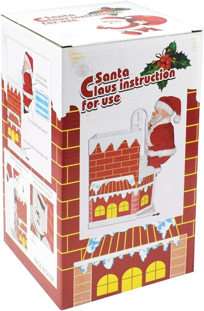 Red Santa Climbing Chimney