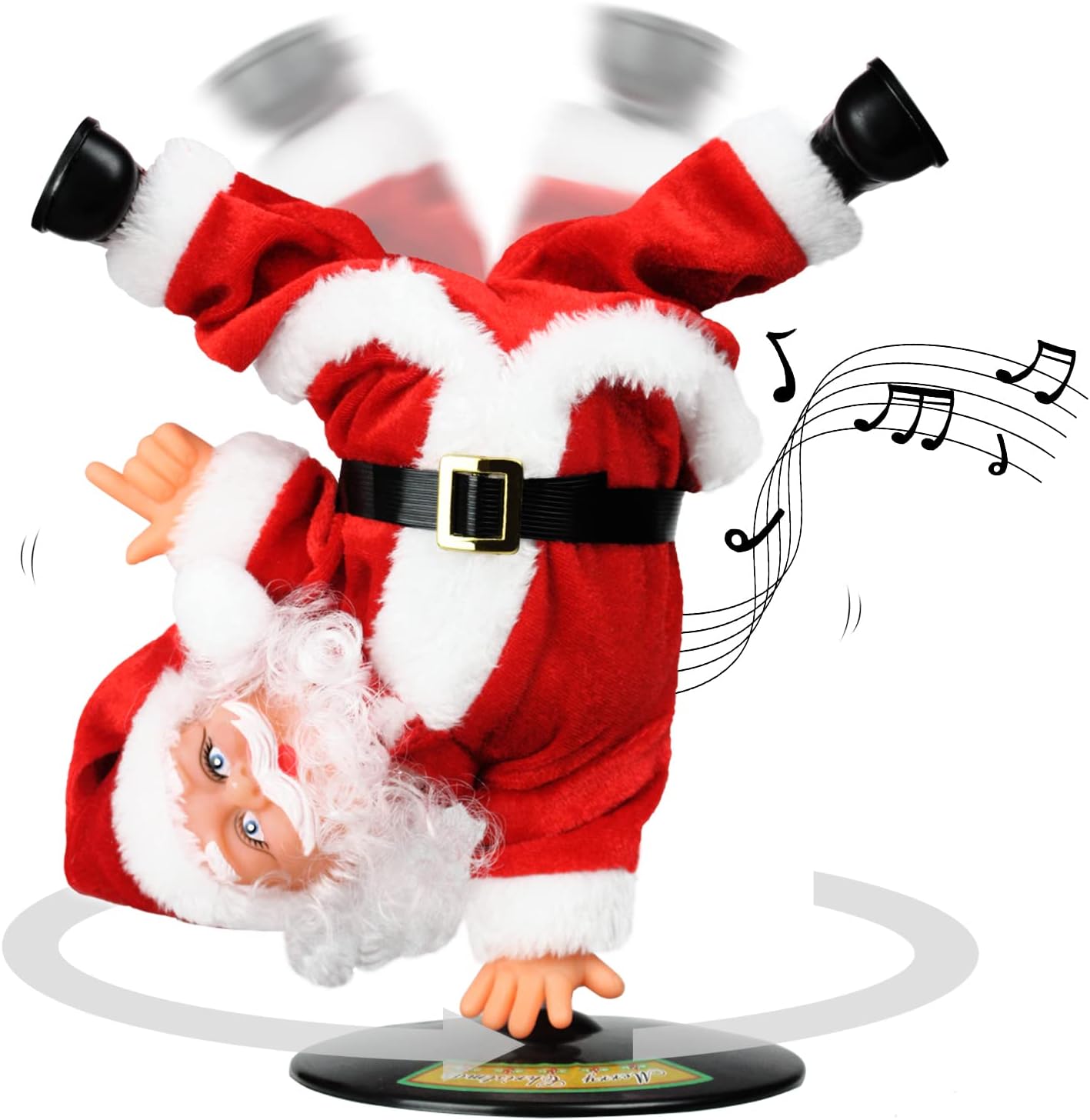 Inverted Rotating Dancing and Singing Santa Claus Plush Toy
