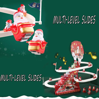 Santa Claus climbing stairs & Doll