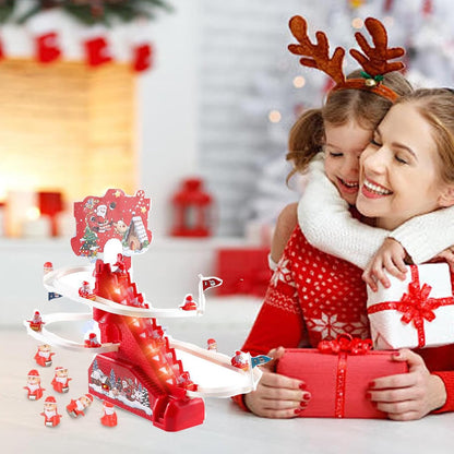 Santa Claus climbing stairs & Doll