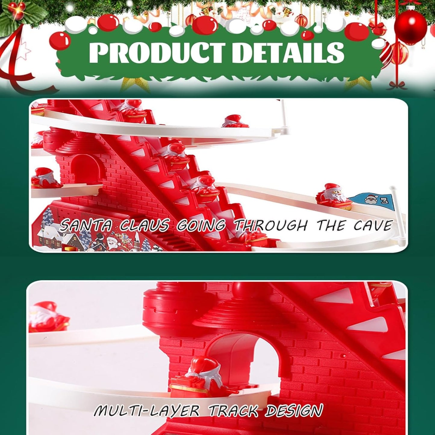 Santa Claus climbing stairs & Doll