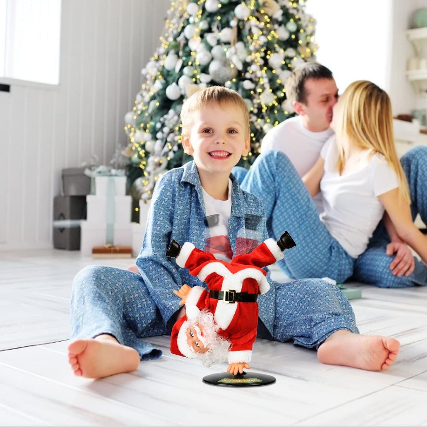 Inverted Rotating Dancing and Singing Santa Claus Plush Toy
