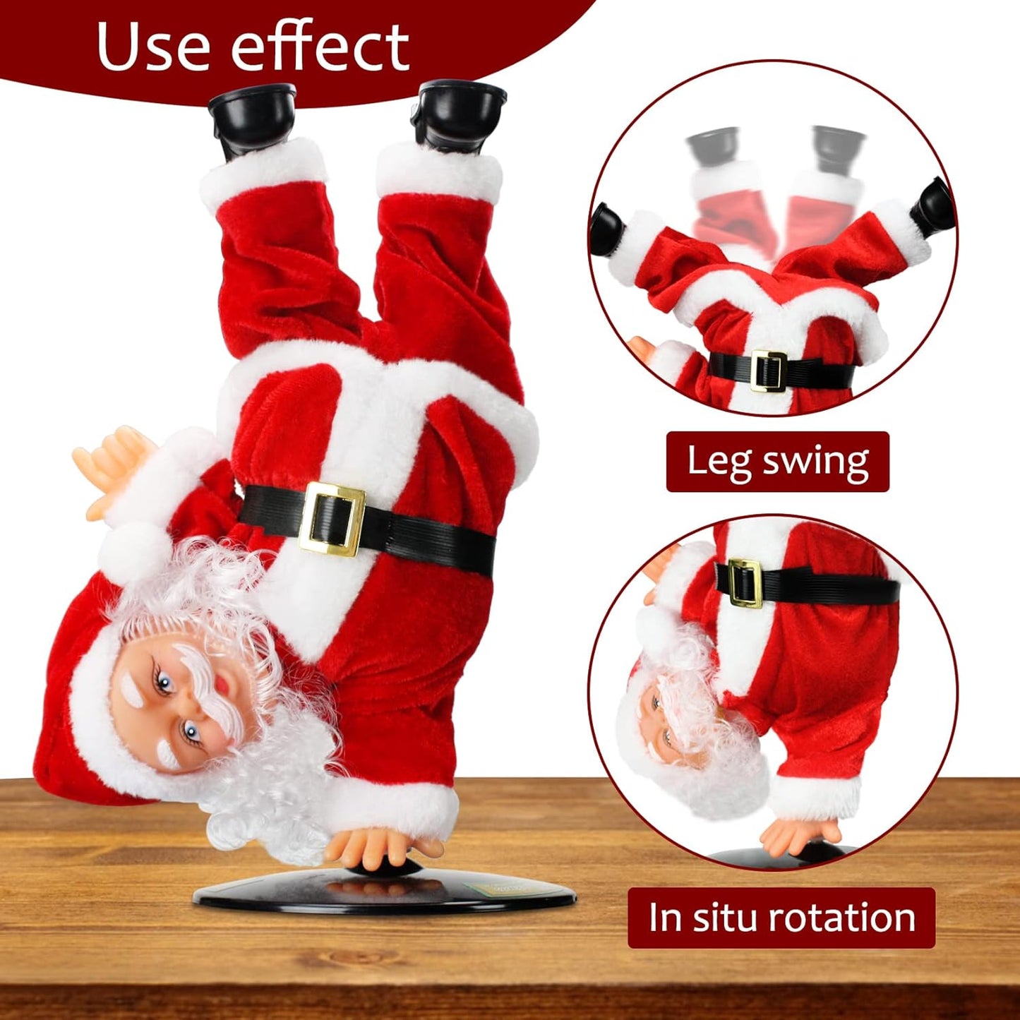 Inverted Rotating Dancing and Singing Santa Claus Plush Toy