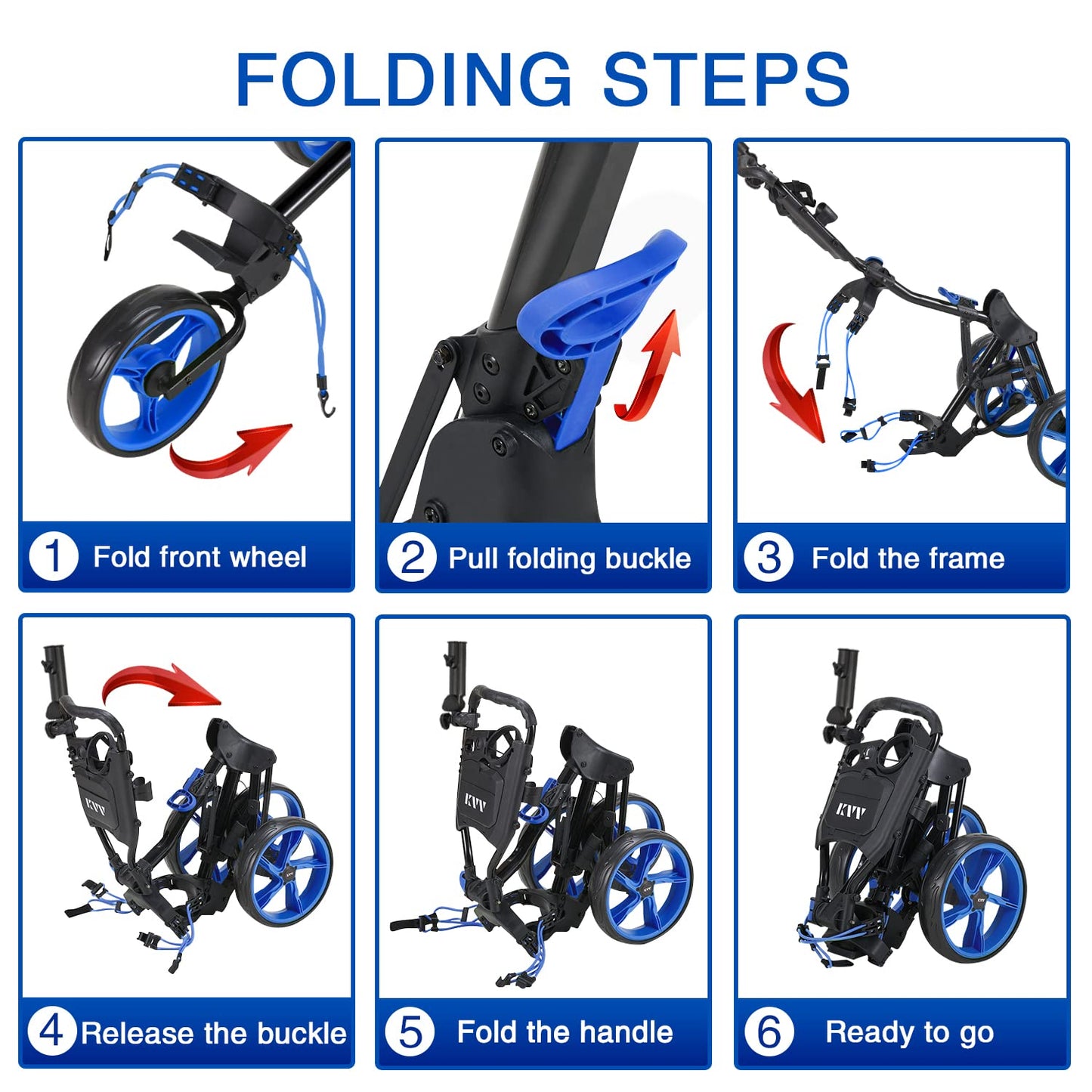 3 Wheel Golf Push Cart Ultra Lightweight Smallest Folding Size