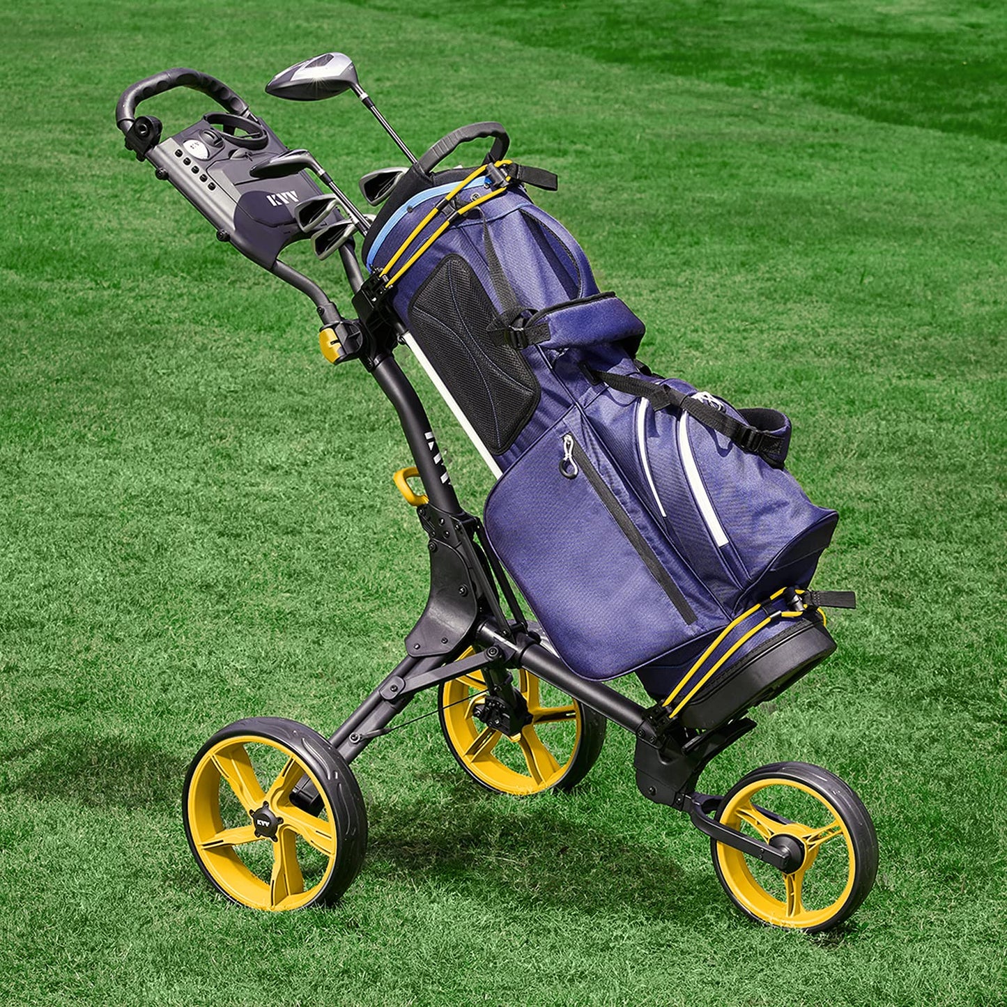 3 Wheel Golf Push Cart Ultra Lightweight Smallest Folding Size