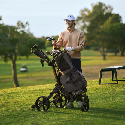 3 Wheel Golf Push Cart Ultra Lightweight Smallest Folding Size