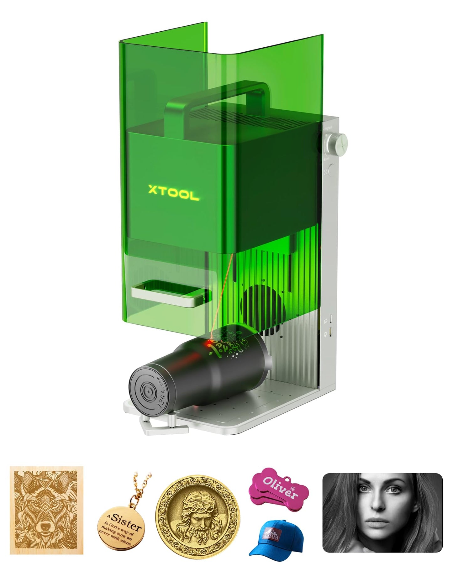 xTool F1 2-in-1 Dual Laser Engraver, Lightning Speed Portable Laser Engraving Machine, HD Laser Engraver for Jewelry, Metal, Wood, Leather