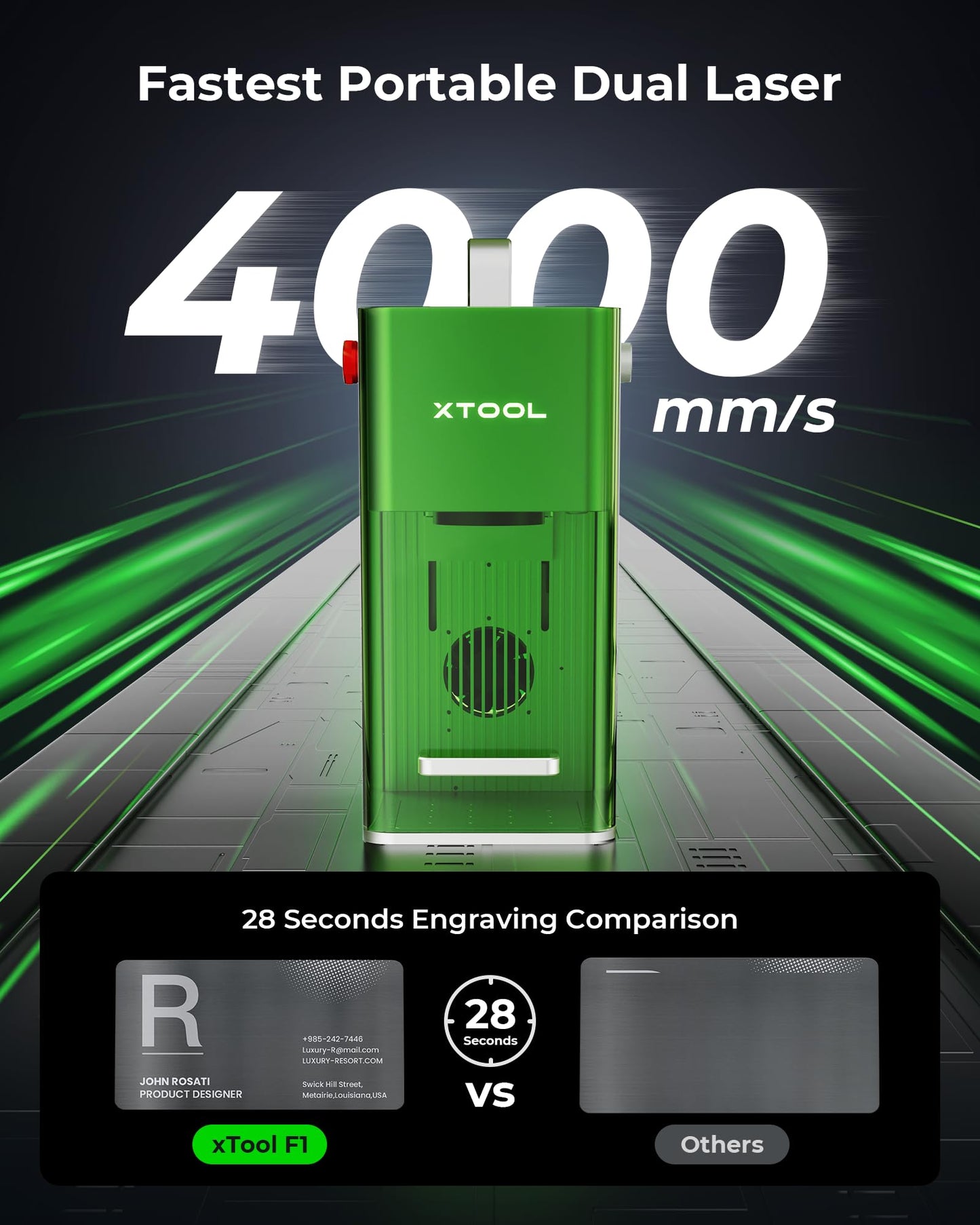 xTool F1 2-in-1 Dual Laser Engraver, Lightning Speed Portable Laser Engraving Machine, HD Laser Engraver for Jewelry, Metal, Wood, Leather