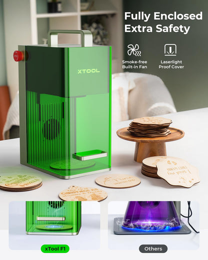xTool F1 2-in-1 Dual Laser Engraver, Lightning Speed Portable Laser Engraving Machine, HD Laser Engraver for Jewelry, Metal, Wood, Leather